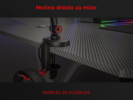 GENESIS THULIUM 500 stojalo / roka za mikrofon, univerzalna oblika, priloženi adapterji, 3-točkovna nastavitev, držalo za slušalke, držala za kable, trpežna izdelava, kovina, črno-rdeče