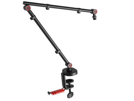 GENESIS THULIUM 500 stojalo / roka za mikrofon, univerzalna oblika, priloženi adapterji, 3-točkovna nastavitev, držalo za slušalke, držala za kable, trpežna izdelava, kovina, črno-rdeče