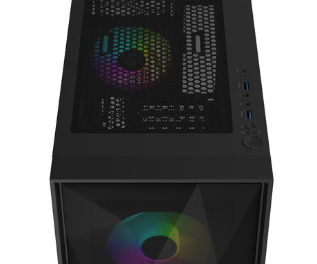 GENESIS DIAXID 605 ARGB računalniško ohišje, Midi Tower, 4x ventilator, AIO LC do 420mm, GPU do 351mm, CPU Cooler do 168mm, MESH plošča, kaljeno steklo, ARGB LED osvetlitev, 420x217x466mm, črno