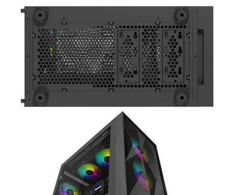 GENESIS DIAXID 605 ARGB računalniško ohišje, Midi Tower, 4x ventilator, AIO LC do 420mm, GPU do 351mm, CPU Cooler do 168mm, MESH plošča, kaljeno steklo, ARGB LED osvetlitev, 420x217x466mm, črno