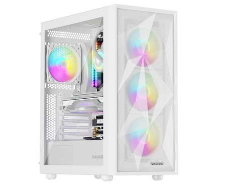GENESIS DIAXID 605 ARGB računalniško ohišje, Midi Tower, 4x ventilator, AIO LC do 420mm, GPU do 351mm, CPU Cooler do 168mm, MESH plošča, kaljeno steklo, ARGB LED osvetlitev, 420x217x466mm, belo
