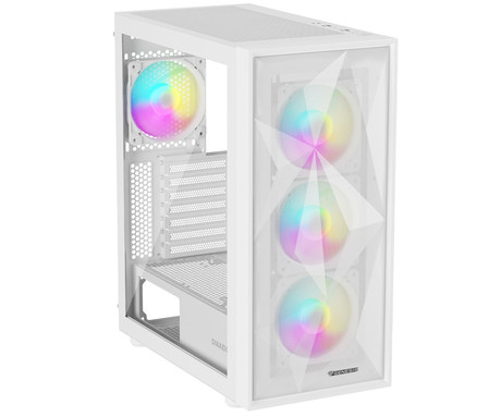 GENESIS DIAXID 605 ARGB računalniško ohišje, Midi Tower, 4x ventilator, AIO LC do 420mm, GPU do 351mm, CPU Cooler do 168mm, MESH plošča, kaljeno steklo, ARGB LED osvetlitev, 420x217x466mm, belo