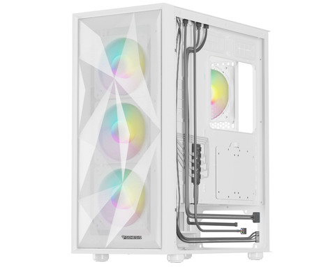GENESIS DIAXID 605 ARGB računalniško ohišje, Midi Tower, 4x ventilator, AIO LC do 420mm, GPU do 351mm, CPU Cooler do 168mm, MESH plošča, kaljeno steklo, ARGB LED osvetlitev, 420x217x466mm, belo