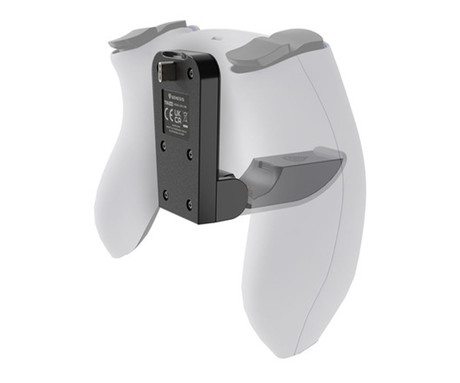 GENESIS TIN 300 polnilec za igralni plošček / gamepad za PS5, za Sony PlayStation 5, združljiv z DualSense / DualSense Edge, zložljiva oblika, USB Type-C, Plug & Play, črno-bel