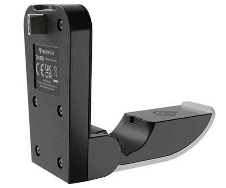 GENESIS TIN 300 polnilec za igralni plošček / gamepad za PS5, za Sony PlayStation 5, združljiv z DualSense / DualSense Edge, zložljiva oblika, USB Type-C, Plug & Play, črno-bel