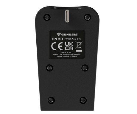 GENESIS TIN 300 polnilec za igralni plošček / gamepad za PS5, za Sony PlayStation 5, združljiv z DualSense / DualSense Edge, zložljiva oblika, USB Type-C, Plug & Play, črno-bel