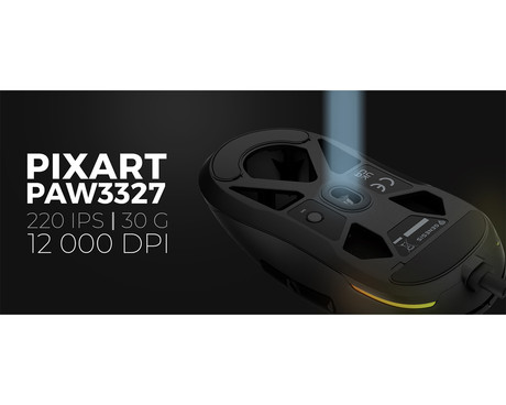 GENESIS KRYPTON 660 žična miška, gaming / pisarniška, 12.000DPI, ultra lahka teža, 6 gumbov, RGB LED osvetlitev, spomin, programska oprema, Plug & Play, 180cm kabel, črna (Onyx Black)