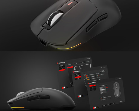 GENESIS ZIRCON 660 brezžična miška, gaming / pisarniška, 12.000DPI, USB 2.4GHz / Bluetooth / USB Type-C, 6 gumbov, polnilna baterija, spomin, programska oprema, Plug & Play, črna (Onyx Black)