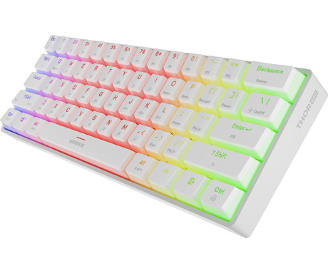 GENESIS THOR 660 G2 gaming mehanska tipkovnica, žična / brezžična, USB 2.4GHz / BT 5.0 / USB-C, baterija, RGB LED, RapidSpeed, Gateron Brown stikala, spomin, programska oprema, Plug & Play, bela