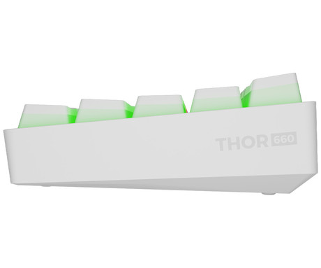 GENESIS THOR 660 G2 gaming mehanska tipkovnica, žična / brezžična, USB 2.4GHz / BT 5.0 / USB-C, baterija, RGB LED, RapidSpeed, Gateron Brown stikala, spomin, programska oprema, Plug & Play, bela