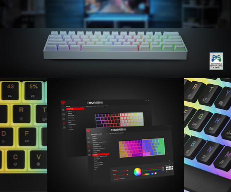 GENESIS THOR 660 G2 gaming mehanska tipkovnica, žična / brezžična, USB 2.4GHz / BT 5.0 / USB-C, baterija, RGB LED, RapidSpeed, Gateron Brown stikala, spomin, programska oprema, Plug & Play, bela