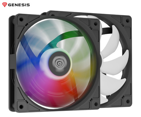 GENESIS OXAL 120 ARGB ventilator za računalnik / ohišje, univerzalni, 120mm velikost, do 1450 RPM, ultra tiho delovanje, blazinice proti vibracijam, ARGB LED osvetlitev, 3-PIN konektor, črn