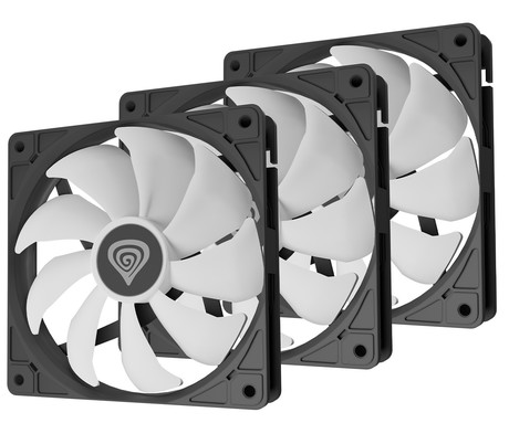 GENESIS OXAL 120 ARGB 3-PACK ventilatorji za računalnik / ohišje, univerzalni, 120mm velikost, do 1450 RPM, ultra tiho delovanje, blazinice proti vibracijam, ARGB LED osvetlitev, 3-PIN konektor, črni