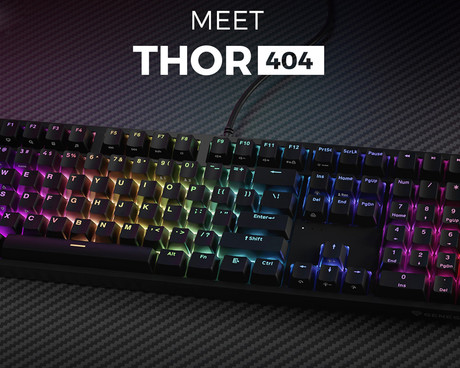GENESIS THOR 404 gaming mehanska tipkovnica, žična, RGB LED osvetlitev, Hot-Swap tehnologija, Anti-Ghosting, Gateron Yellow Pro stikala, spomin, programska oprema, Plug & Play, F1-F12, črna