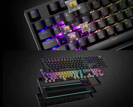 GENESIS THOR 404 gaming mehanska tipkovnica, žična, RGB LED osvetlitev, Hot-Swap tehnologija, Anti-Ghosting, Gateron Yellow Pro stikala, spomin, programska oprema, Plug & Play, F1-F12, črna