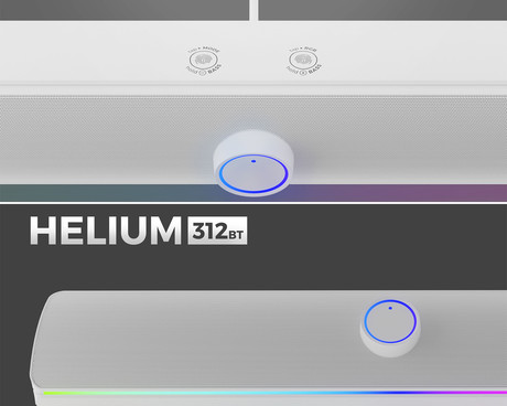 GENESIS HELIUM 312BT računalniški zvočnik / soundbar, STEREO 2.0, 10W RMS, Bluetooth 5.2, RGB LED osvetlitev, gumbi za upravljanje, USB Type-A, bel
