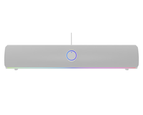 GENESIS HELIUM 312BT računalniški zvočnik / soundbar, STEREO 2.0, 10W RMS, Bluetooth 5.2, RGB LED osvetlitev, gumbi za upravljanje, USB Type-A, bel