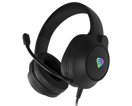 GENESIS NEON 213 naglavne slušalke, gaming / pisarniške, 2.0 STEREO zvok, mikrofon, RGB LED osvetlitev, nadzor glasnosti, gumbi za upravljanje, črne (Onyx Black)