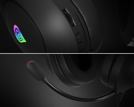 GENESIS NEON 213 naglavne slušalke, gaming / pisarniške, 2.0 STEREO zvok, mikrofon, RGB LED osvetlitev, nadzor glasnosti, gumbi za upravljanje, črne (Onyx Black)