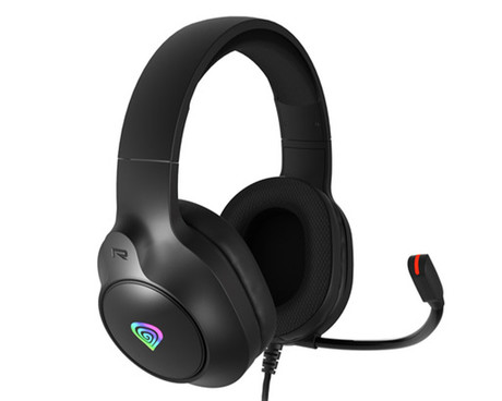 GENESIS NEON 213 naglavne slušalke, gaming / pisarniške, 2.0 STEREO zvok, mikrofon, RGB LED osvetlitev, nadzor glasnosti, gumbi za upravljanje, črne (Onyx Black)