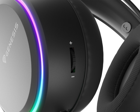 GENESIS NEON 613 G2 naglavne slušalke, gaming / pisarniške, 2.0 STEREO zvok, mikrofon, RGB LED osvetlitev, nadzor glasnosti, gumbi za upravljanje, črne (Onyx Black)