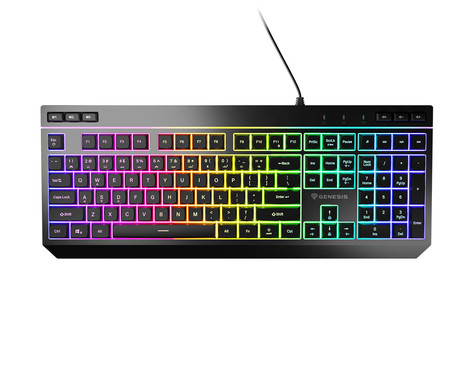 GENESIS RHOD 530 gaming membranska tipkovnica, žična, RGB LED osvetlitev, Anti-Ghosting funkcija, Non-Floating stikala / tipke, spomin, programska oprema, Plug & Play, F1-F12, črna