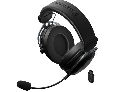 GENESIS TORON 706 brezžične naglavne slušalke, gaming / pisarniške, 2.0 STEREO zvok, USB 2.4GHz / BT / USB-C, baterija, snemljiv mikrofon, ultra lahka teža, univerzalna povezljivost, Plug&Play, črne