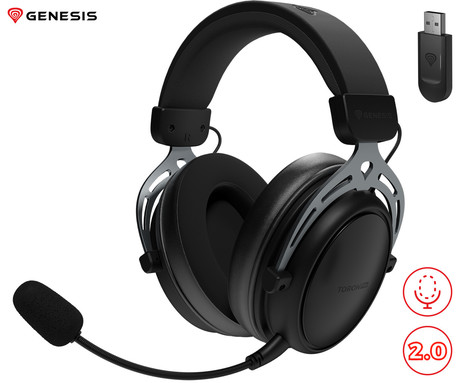 GENESIS TORON 706 brezžične naglavne slušalke, gaming / pisarniške, 2.0 STEREO zvok, USB 2.4GHz / BT / USB-C, baterija, snemljiv mikrofon, ultra lahka teža, univerzalna povezljivost, Plug&Play, črne