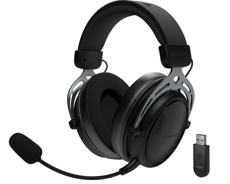 GENESIS TORON 706 brezžične naglavne slušalke, gaming / pisarniške, 2.0 STEREO zvok, USB 2.4GHz / BT / USB-C, baterija, snemljiv mikrofon, ultra lahka teža, univerzalna povezljivost, Plug&Play, črne