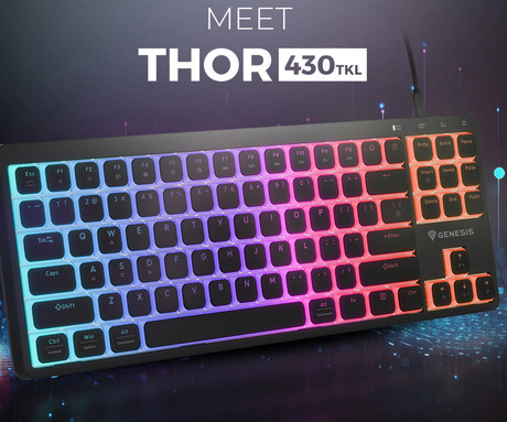 GENESIS THOR 430 TKL gaming mehanska tipkovnica, žična, RGB LED osvetlitev, Hot-Swap tehnologija, Anti-Ghosting, Outemu Pink stikala, spomin, programska oprema, Plug & Play, F1-F12, črna