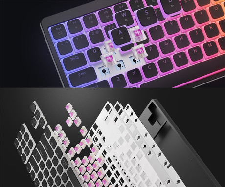GENESIS THOR 430 TKL gaming mehanska tipkovnica, žična, RGB LED osvetlitev, Hot-Swap tehnologija, Anti-Ghosting, Outemu Pink stikala, spomin, programska oprema, Plug & Play, F1-F12, črna