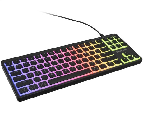 GENESIS THOR 430 TKL gaming mehanska tipkovnica, žična, RGB LED osvetlitev, Hot-Swap tehnologija, Anti-Ghosting, Outemu Pink stikala, spomin, programska oprema, Plug & Play, F1-F12, črna