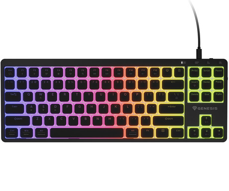 GENESIS THOR 430 TKL gaming mehanska tipkovnica, žična, RGB LED osvetlitev, Hot-Swap tehnologija, Anti-Ghosting, Outemu Pink stikala, spomin, programska oprema, Plug & Play, F1-F12, črna