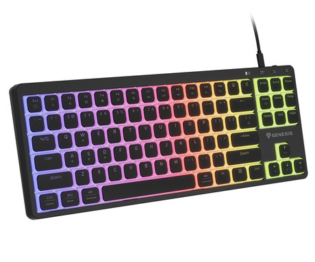 GENESIS THOR 430 TKL gaming mehanska tipkovnica, žična, RGB LED osvetlitev, Hot-Swap tehnologija, Anti-Ghosting, Outemu Pink stikala, spomin, programska oprema, Plug & Play, F1-F12, črna