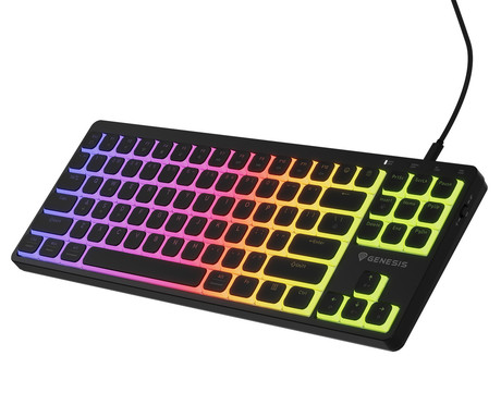 GENESIS THOR 430 TKL gaming mehanska tipkovnica, žična, RGB LED osvetlitev, Hot-Swap tehnologija, Anti-Ghosting, Outemu Pink stikala, spomin, programska oprema, Plug & Play, F1-F12, črna