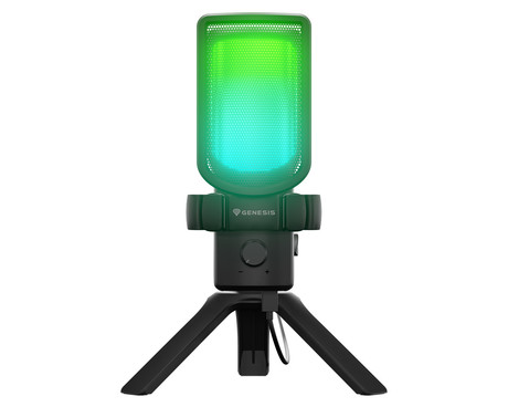 GENESIS RADIUM 250 profesionalni mikrofon, namizni / studijski, 192kHz, POP filter, gumb MUTE / GAIN, jack 3.5mm, USB Type-C, PC, RGB LED osvetlitev, črn