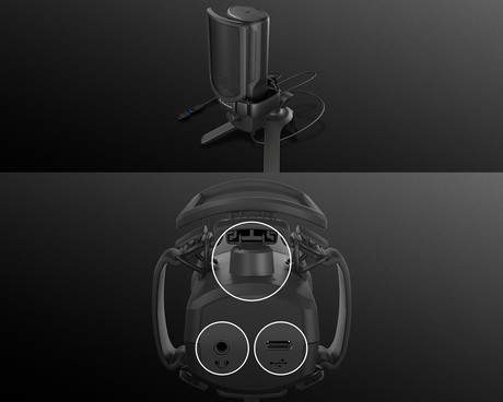 GENESIS RADIUM 250 profesionalni mikrofon, namizni / studijski, 192kHz, POP filter, gumb MUTE / GAIN, jack 3.5mm, USB Type-C, PC, RGB LED osvetlitev, črn