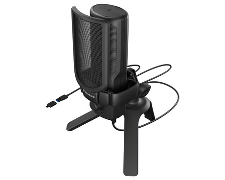 GENESIS RADIUM 250 profesionalni mikrofon, namizni / studijski, 192kHz, POP filter, gumb MUTE / GAIN, jack 3.5mm, USB Type-C, PC, RGB LED osvetlitev, črn