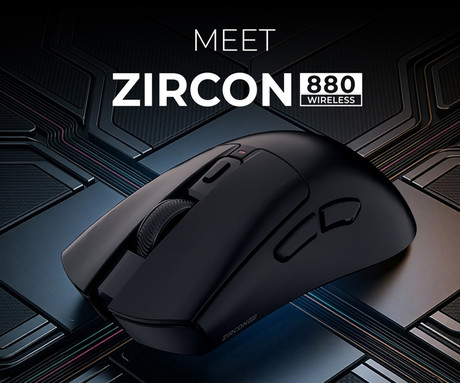 GENESIS ZIRCON 880 brezžična miška, gaming / pisarniška, 12.000DPI, USB 2.4GHz / Bluetooth / USB Type-C, 6 gumbov, Kailh Optical stikala, baterija, spomin, programska oprema, stekleni drsniki, črna