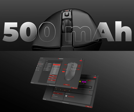GENESIS ZIRCON 880 brezžična miška, gaming / pisarniška, 12.000DPI, USB 2.4GHz / Bluetooth / USB Type-C, 6 gumbov, Kailh Optical stikala, baterija, spomin, programska oprema, stekleni drsniki, črna