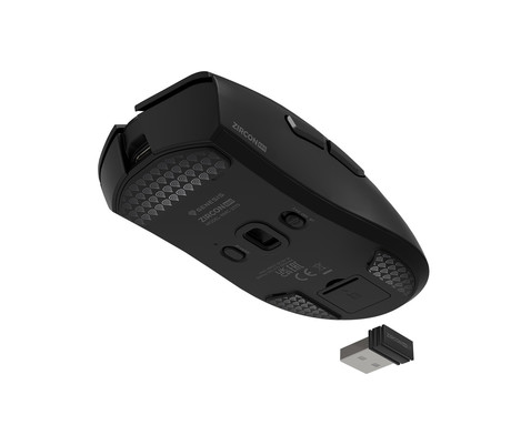 GENESIS ZIRCON 880 brezžična miška, gaming / pisarniška, 12.000DPI, USB 2.4GHz / Bluetooth / USB Type-C, 6 gumbov, Kailh Optical stikala, baterija, spomin, programska oprema, stekleni drsniki, črna