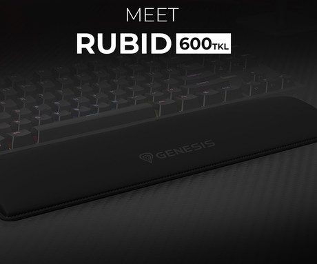 GENESIS RUBID 600 TKL podloga za zapestje, gaming / pisarniška / ergonomska, 355x88mm, Memory Foam spominska pena, Ice Silk Lycra tekstil, Cooling Gel plast, zaščiteni robovi, protizdrsna, črna
