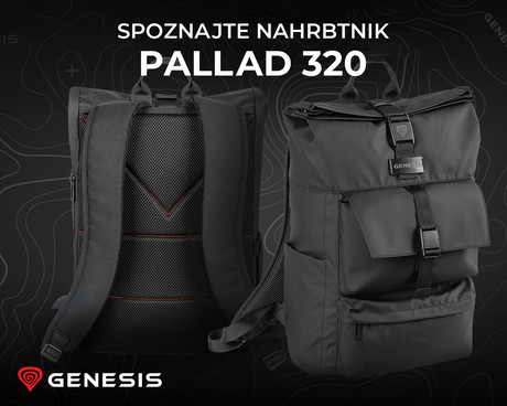 GENESIS PALLAD 320 univerzalni 2v1 nahrbtnik, za prenosnike do 16", 16L, potovalni / gaming, nastavljiv, trpežen, 6 žepov, prilagodljiv, zložljiva zasnova, vodoodporen, črn