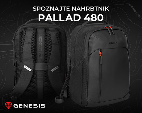 GENESIS PALLAD 480 univerzalni 2v1 nahrbtnik, za prenosnike do 16", 18L, potovalni / gaming, nastavljiv, trpežen, 9 žepov, prilagodljiv, ergonomska zasnova, vodoodporen, Trolley sistem, črn