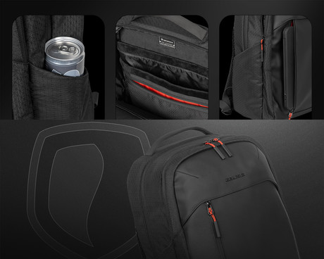 GENESIS PALLAD 480 univerzalni 2v1 nahrbtnik, za prenosnike do 16", 18L, potovalni / gaming, nastavljiv, trpežen, 9 žepov, prilagodljiv, ergonomska zasnova, vodoodporen, Trolley sistem, črn