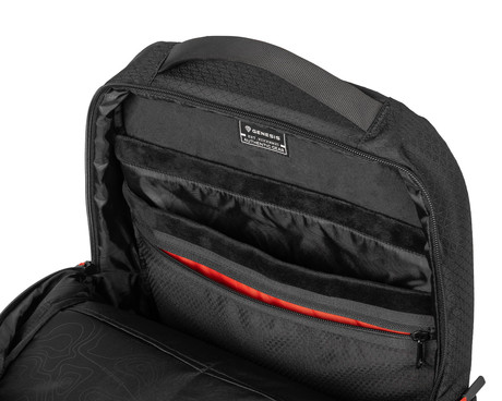 GENESIS PALLAD 480 univerzalni 2v1 nahrbtnik, za prenosnike do 16", 18L, potovalni / gaming, nastavljiv, trpežen, 9 žepov, prilagodljiv, ergonomska zasnova, vodoodporen, Trolley sistem, črn