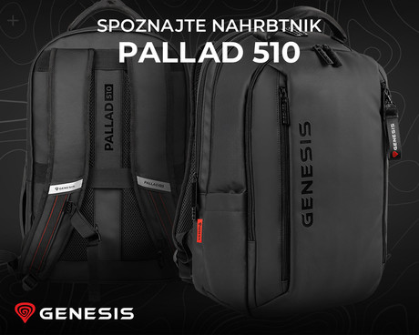 GENESIS PALLAD 510 univerzalni 2v1 nahrbtnik, za prenosnike do 17.3", 23L, potovalni / gaming, nastavljiv, trpežen, 15 žepov, prilagodljiv, ergonomska zasnova, vodoodporen, Trolley sistem, črn