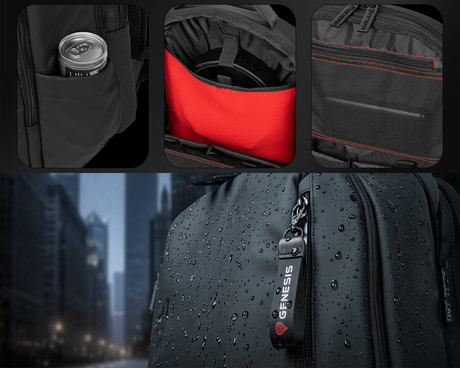 GENESIS PALLAD 510 univerzalni 2v1 nahrbtnik, za prenosnike do 17.3", 23L, potovalni / gaming, nastavljiv, trpežen, 15 žepov, prilagodljiv, ergonomska zasnova, vodoodporen, Trolley sistem, črn