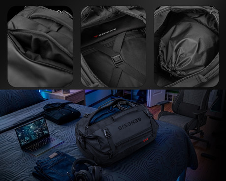 GENESIS PALLAD 570 univerzalni 2v1 nahrbtnik, za prenosnike do 17.3", 29L, potovalni / gaming, nastavljiv, trpežen, 11 žepov, prilagodljiv, ergonomska zasnova, vodoodporen, Trolley sistem, črn