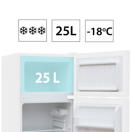 MANTA MM545D kombinirani hladilnik z zamrzovalnikom, 88L, 6-stopenjski nadzor temperature, učinkovito hlajenje, nastavljive nogice / stran odpiranja, 86.2x45.2x49.2cm, bel (Pure White)